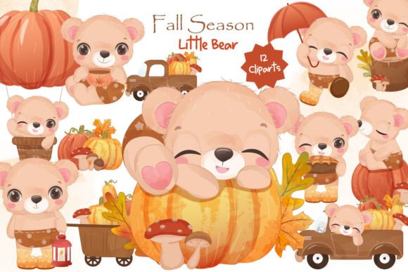 Autumn Series Little Bear Clipart Set: A Versatile Resource for Creative Projects