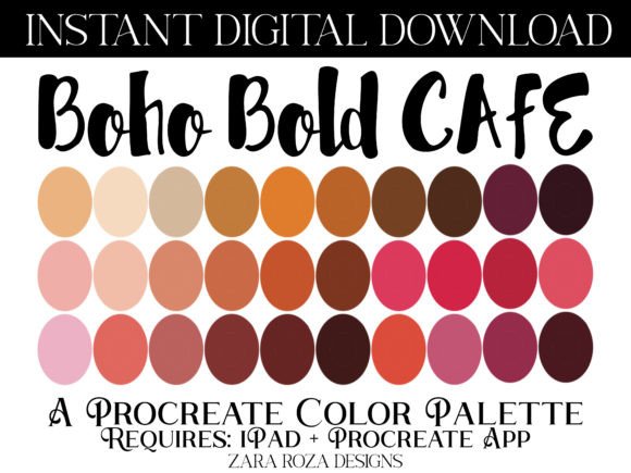Boho Bold Cafe Procreate Color Palette: A Vibrant Tool for Creative Expression