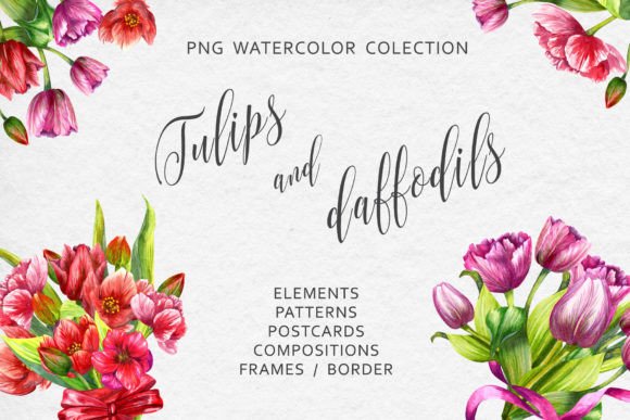 Daffodils and Tulips. Watercolor Set: A Versatile Tool for Creative Projects