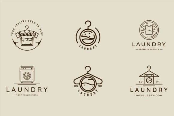Exploring the Versatility of Set of Laundry Line Art Vector Logo in Design Projects