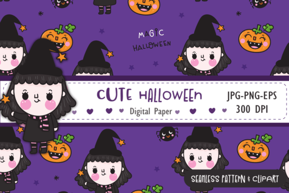 Halloween Witch Seamless Pattern Kawaii: A Playful Design for Creative Projects