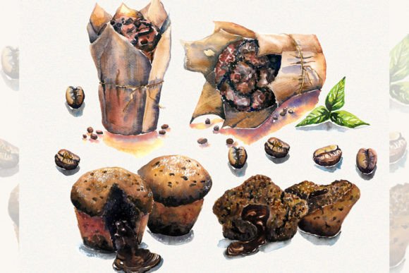 High Quality Hand Painted Watercolor Muffin Clipart