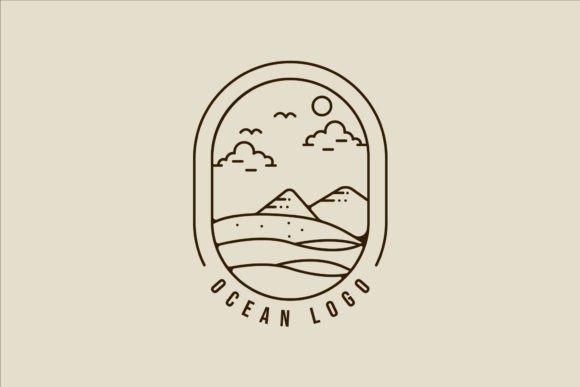Ocean Beach Logo Line Art Vector Design: A Versatile Tool for Creative Projects