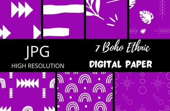Purple Boho Digital Papers: A Versatile Design Resource for Creative Projects