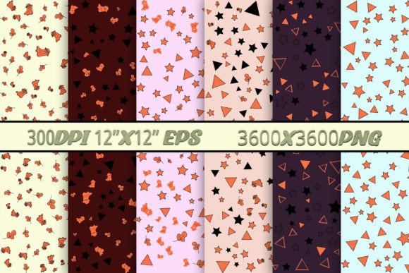 Set 6 Halloween Seamless Patterns Vector