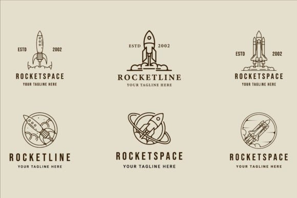 Set of Rocket Space Line Art Logo Vector: A Versatile Design Asset for Modern Projects