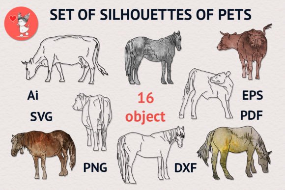 Set of Silhouettes of Pets: Creative Possibilities for Designers and Enthusiasts