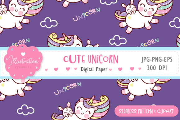 Unicorn Seamless Pattern Kawaii Paper