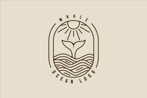 Whale Tail at Ocean Line Art Logo Vector: A Versatile Design Asset for Creative and Business Projects