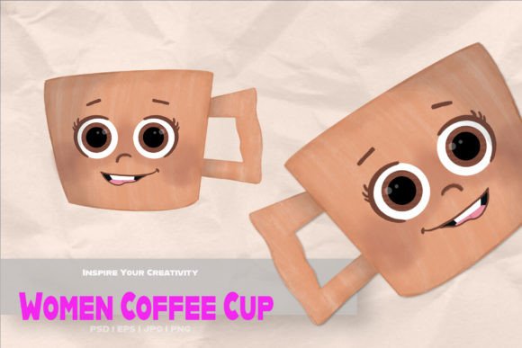 Woman Coffee Cup - Cartoon Character